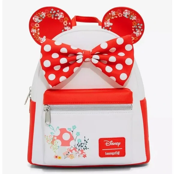 NWT Loungefly Disney Minnie Mouse Mushroom Floral Mini Backpack - Picture 2 of 8